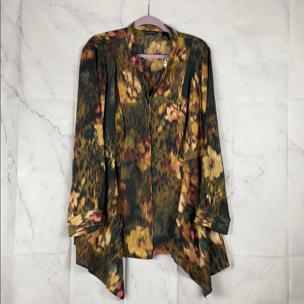 Investments Animal Flury Print Button Down Shirt 2X